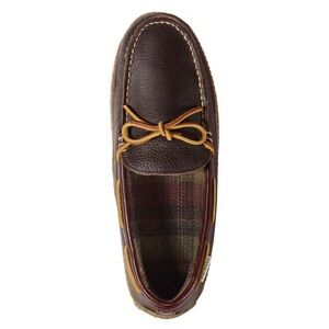 MAKE AN OFFER - LL BEAN Brown Leather Flannel Lined Loafers